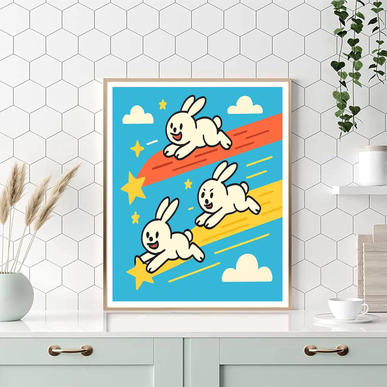 Comet Race Rabbits paint by numbers