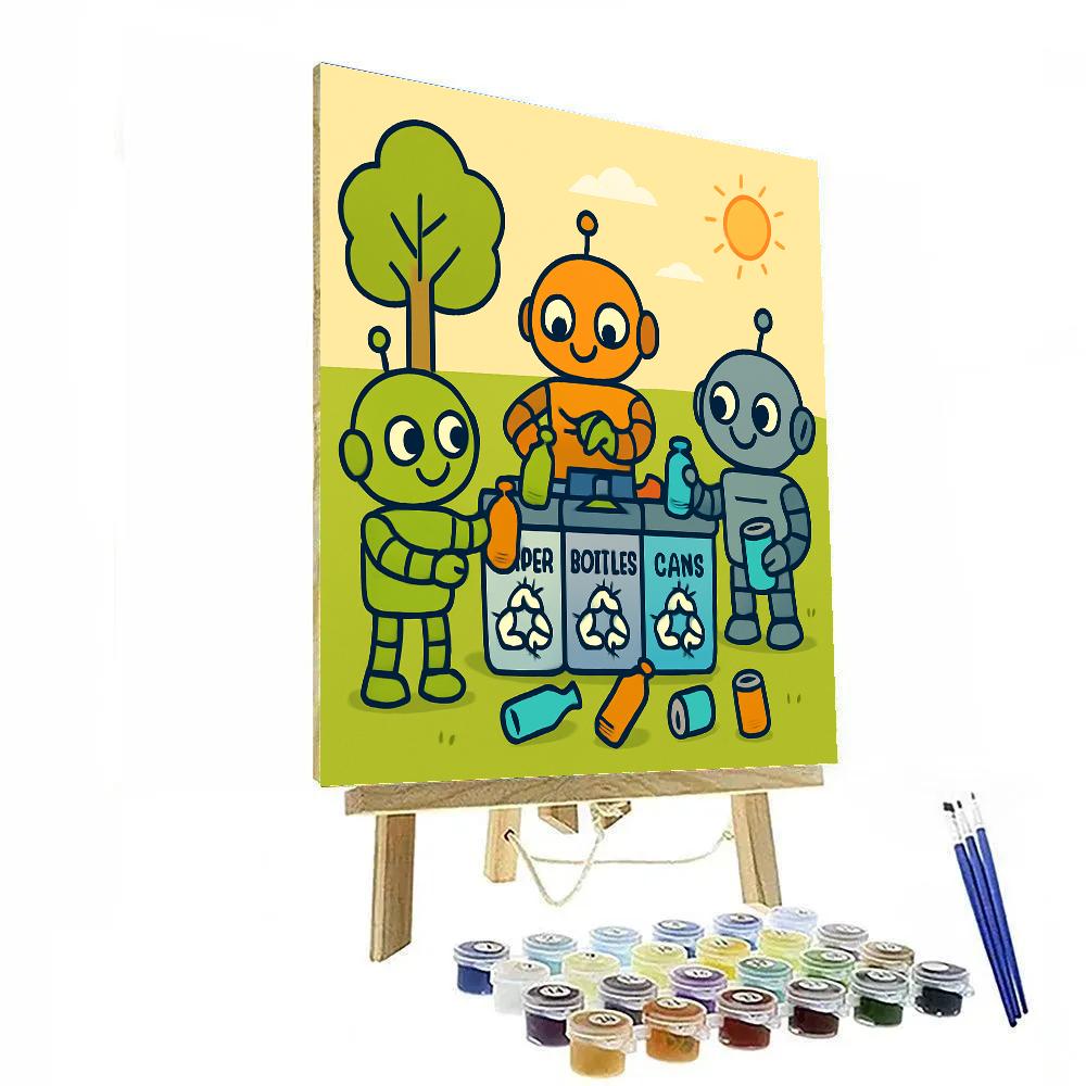 Robot Recycling Crew Paint by numbers art