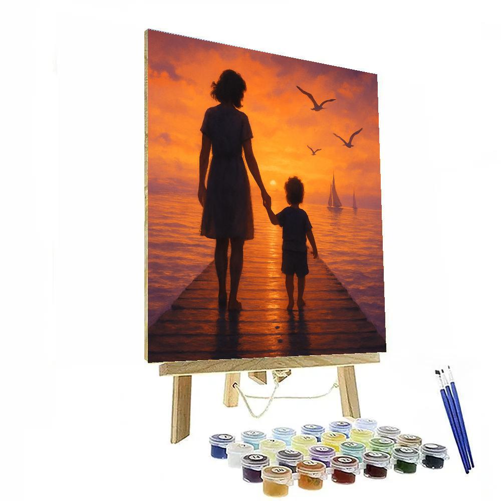 Sunset Stroll On The Pier paint by numbers