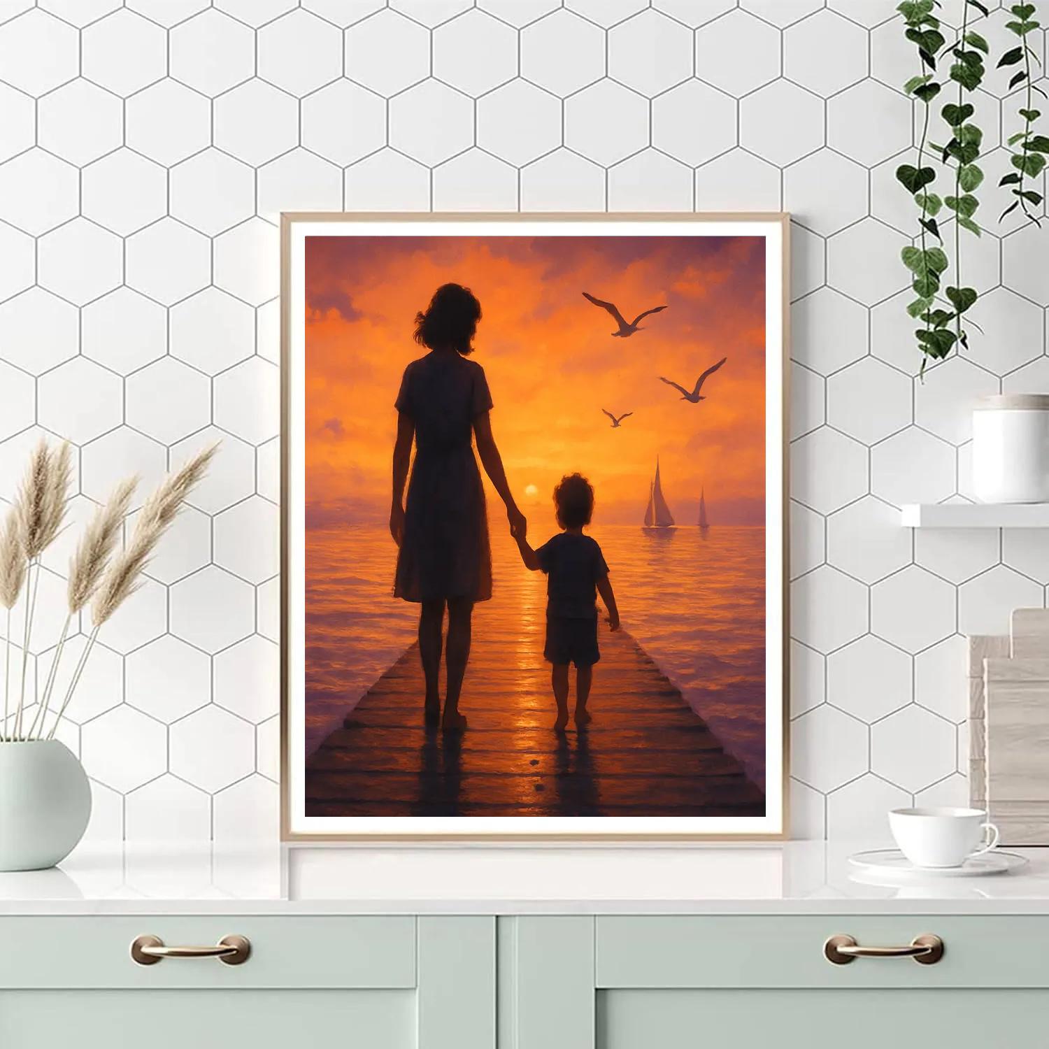 Sunset Stroll On The Pier paint by numbers