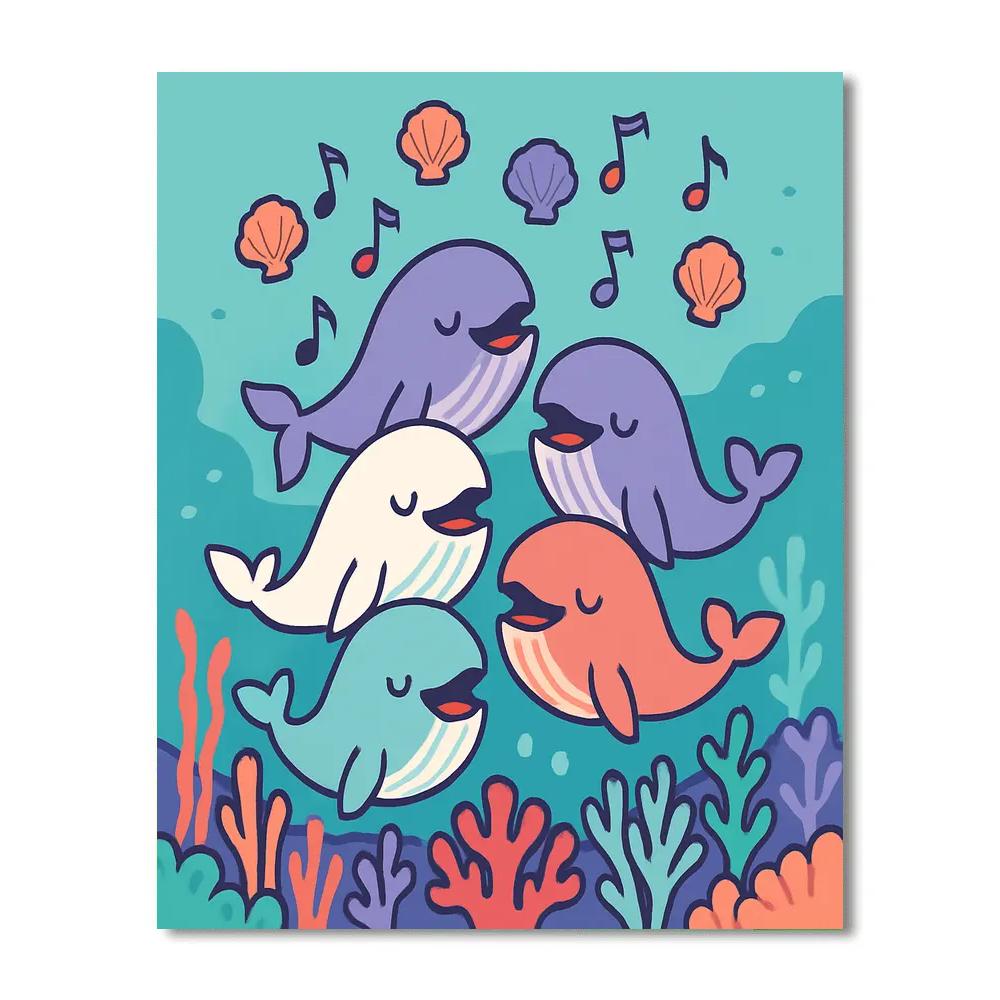 Coral Choir Whales paint by color