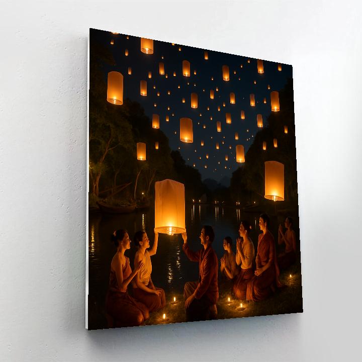 Lantern Festival River Release In Thailand Paint by numbers kits