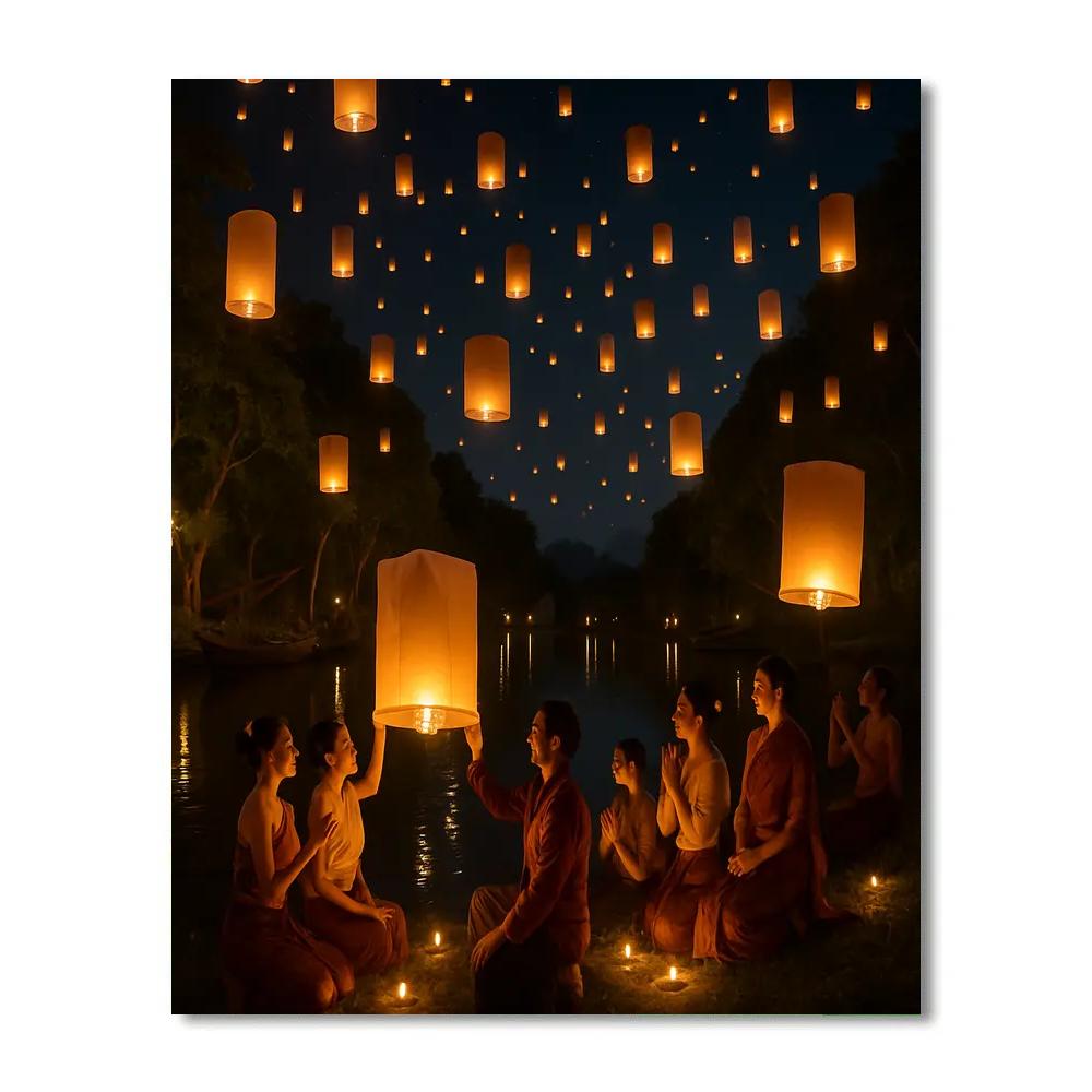 Lantern Festival River Release In Thailand Paint by numbers kits