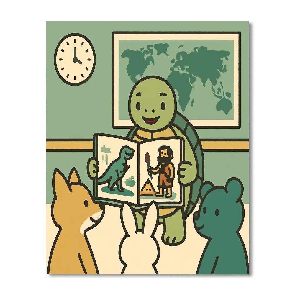 Time-Traveling Turtle School paint by number