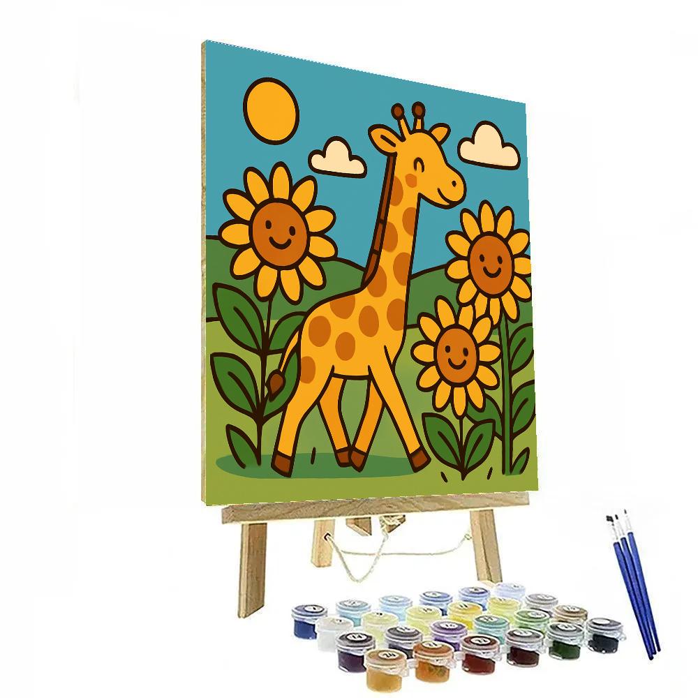 Sunflower Safari Giraffe Paint by numbers art