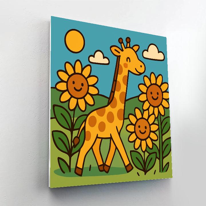 Sunflower Safari Giraffe Paint by numbers art