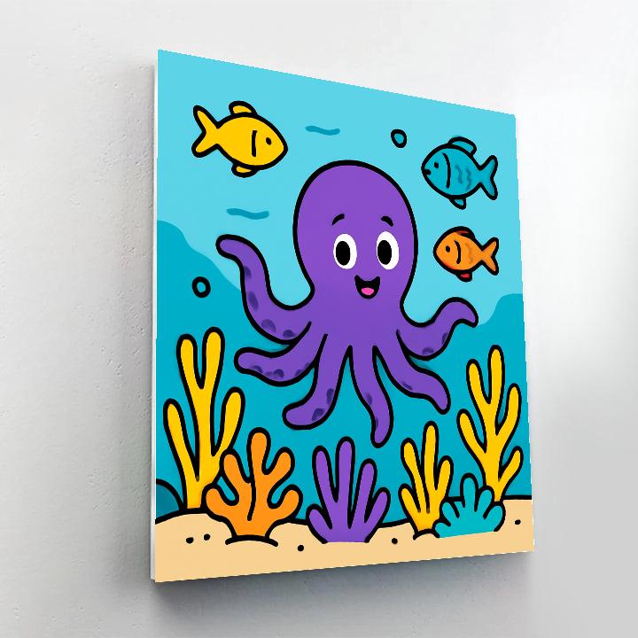 Underwater Adventure With A Playful Octopus paint by number