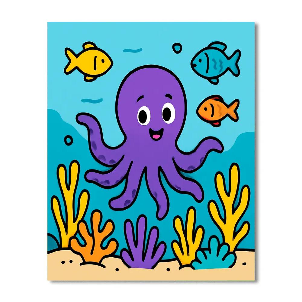 Underwater Adventure With A Playful Octopus paint by number