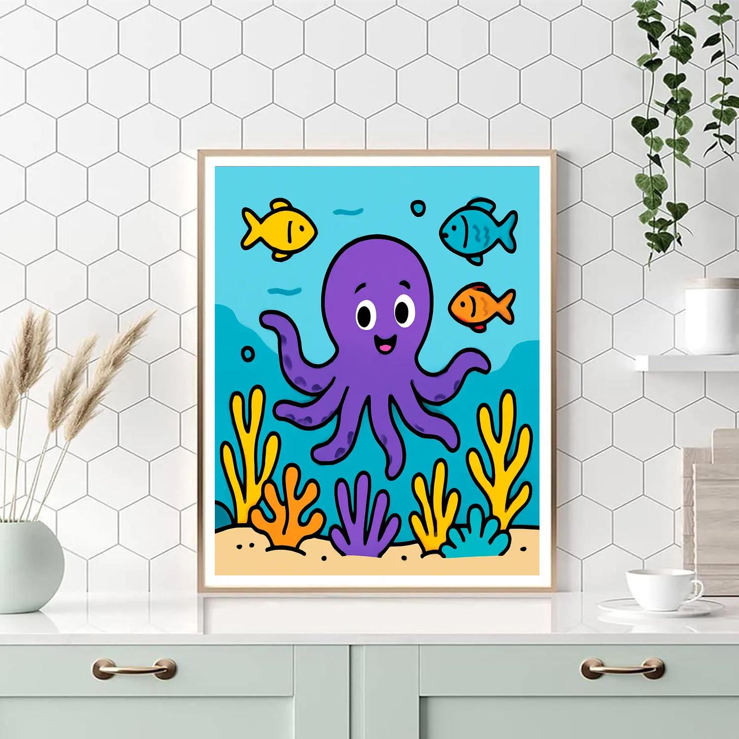 Underwater Adventure With A Playful Octopus paint by number