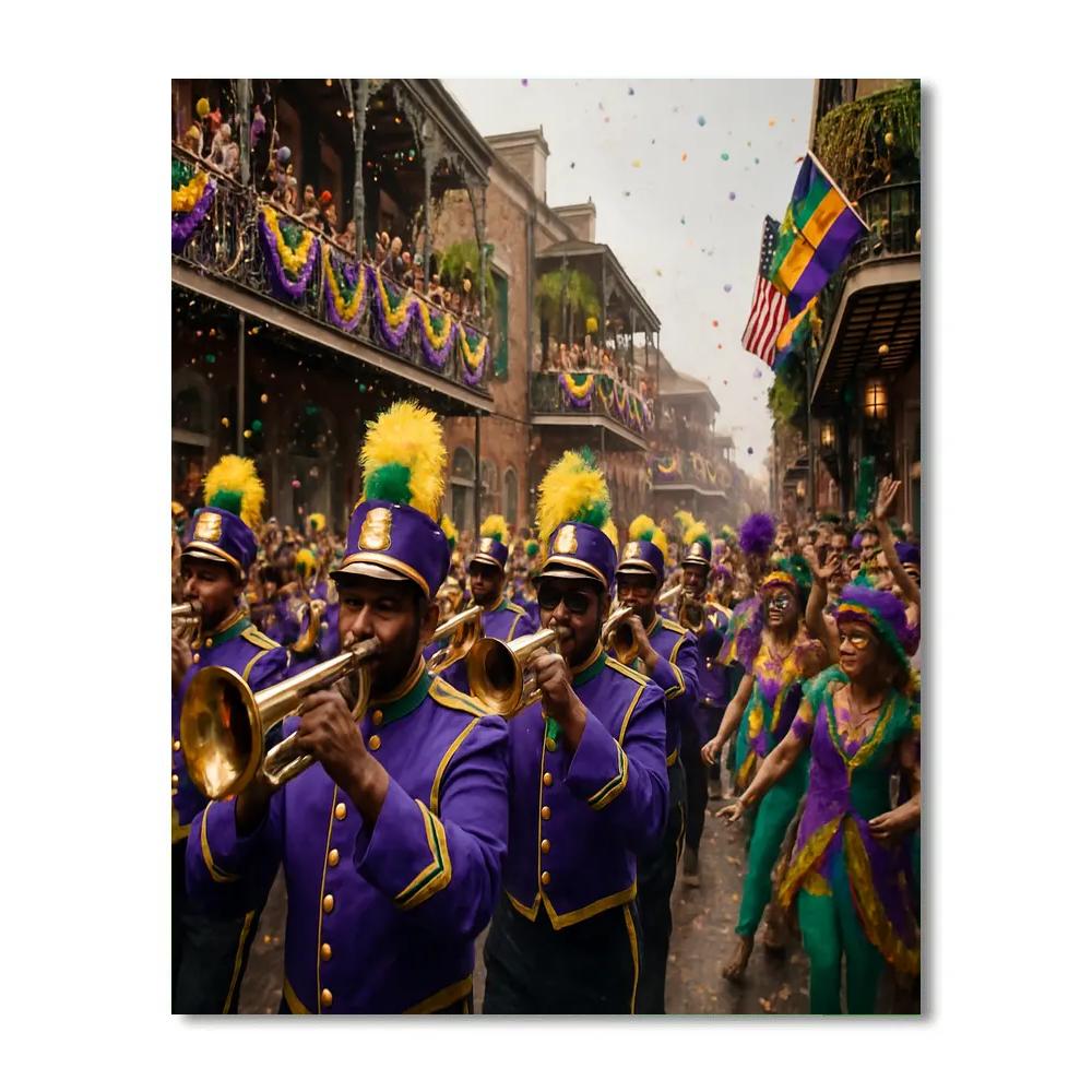 Mardi Gras Street Parade In New Orleans Number painting