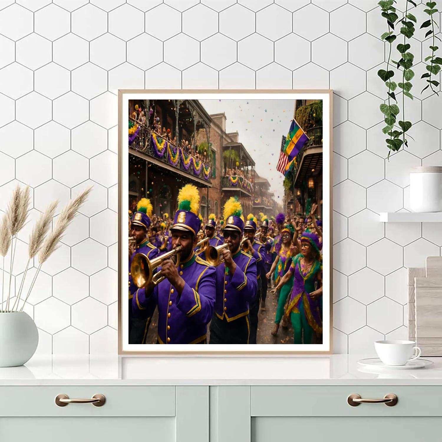 Mardi Gras Street Parade In New Orleans Number painting