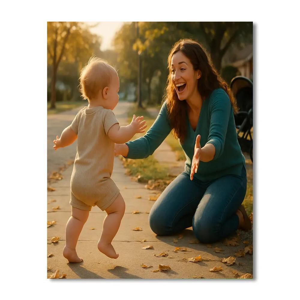 First Steps On Sunlit Pavement paint by number