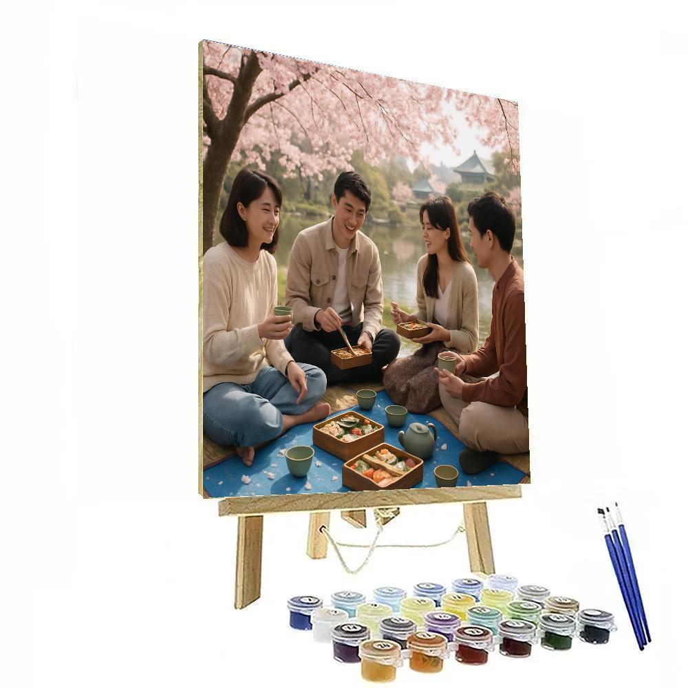 Hanami Cherry Blossom Viewing In Japan Paint by numbers kits