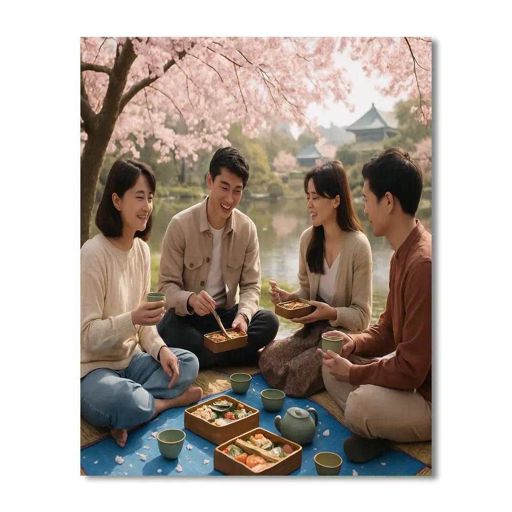 Hanami Cherry Blossom Viewing In Japan Paint by numbers kits