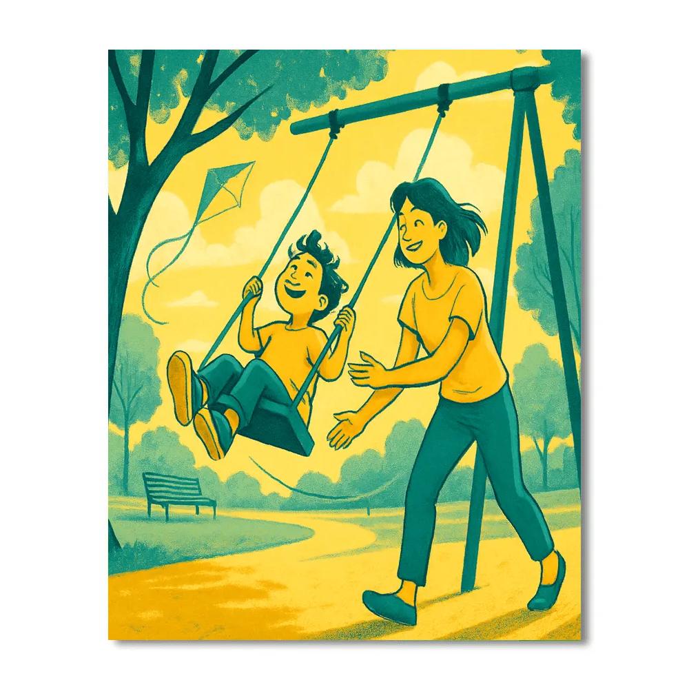 Swing At The Park Together paint by numbers