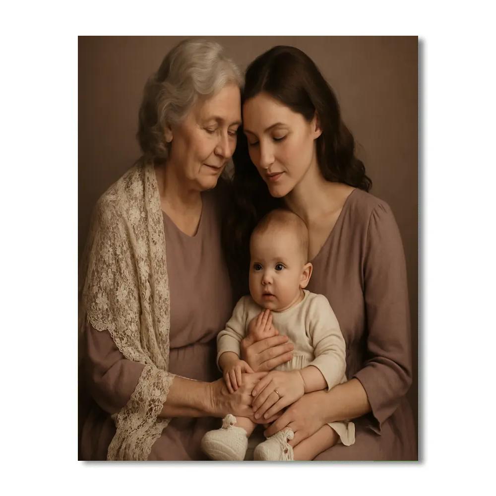Grandma And Mother Generations Portrait Paint by numbers art