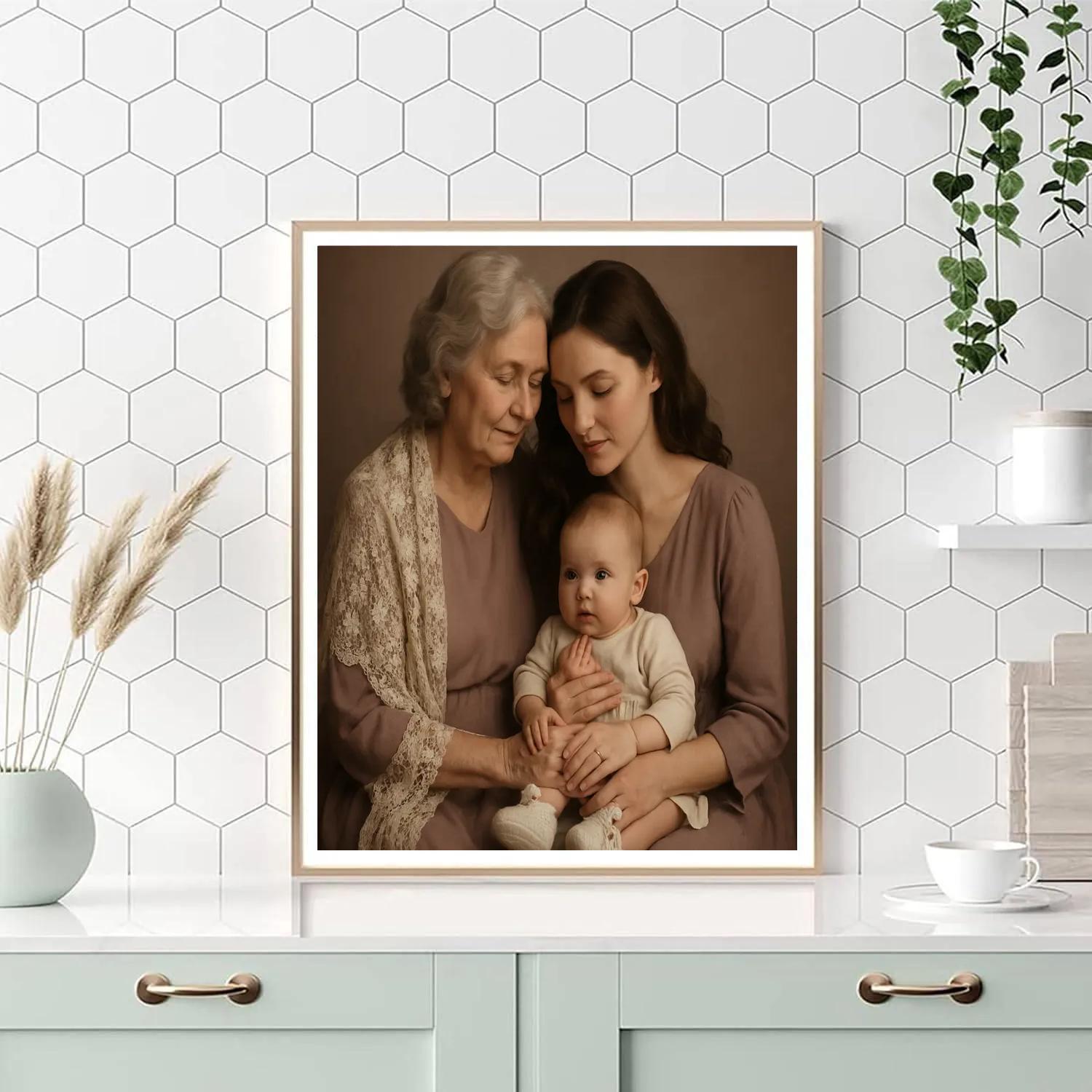 Grandma And Mother Generations Portrait Paint by numbers art