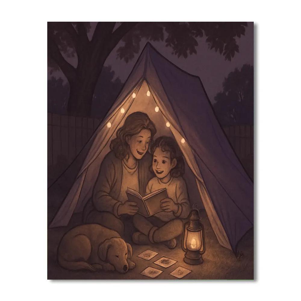 Backyard Camping Story Circle paint by number