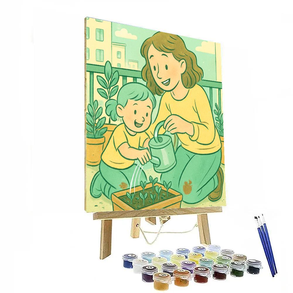 Backyard Watering Can Lesson painting number kit