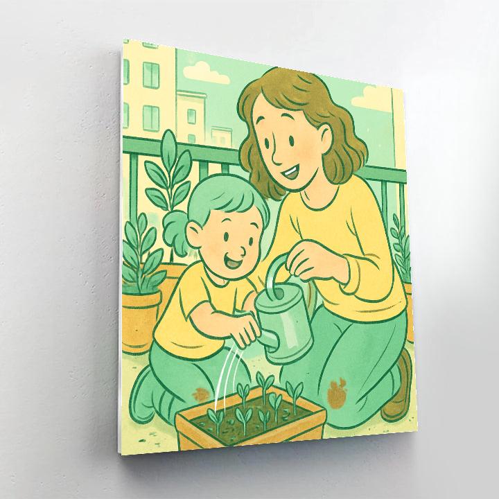 Backyard Watering Can Lesson painting number kit