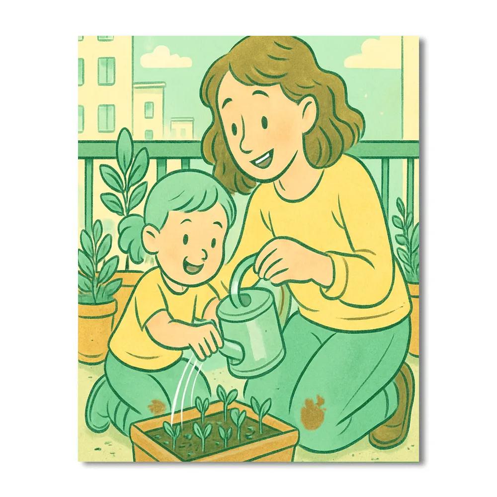 Backyard Watering Can Lesson painting number kit