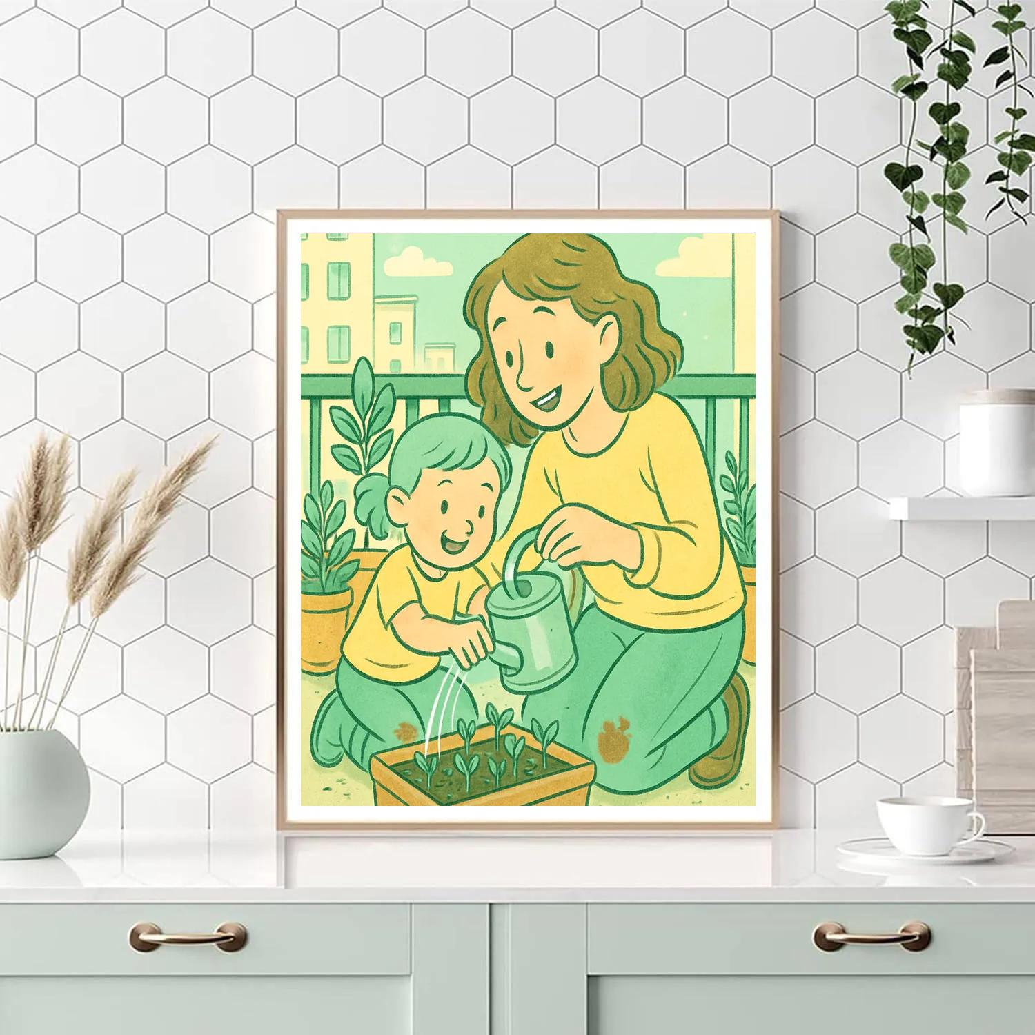 Backyard Watering Can Lesson painting number kit