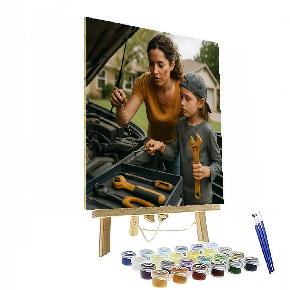 Car Repair Lesson In Driveway Numbered painting kits