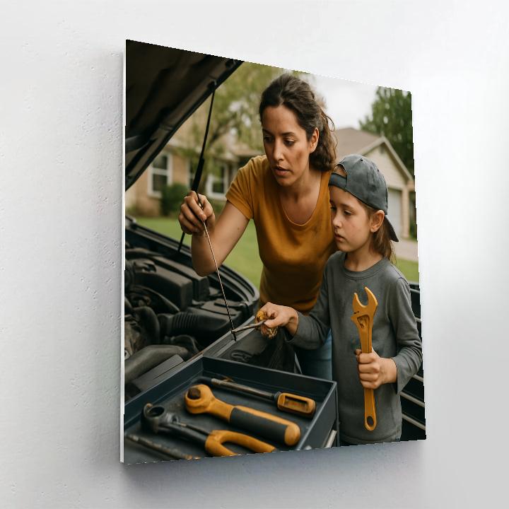 Car Repair Lesson In Driveway Numbered painting kits