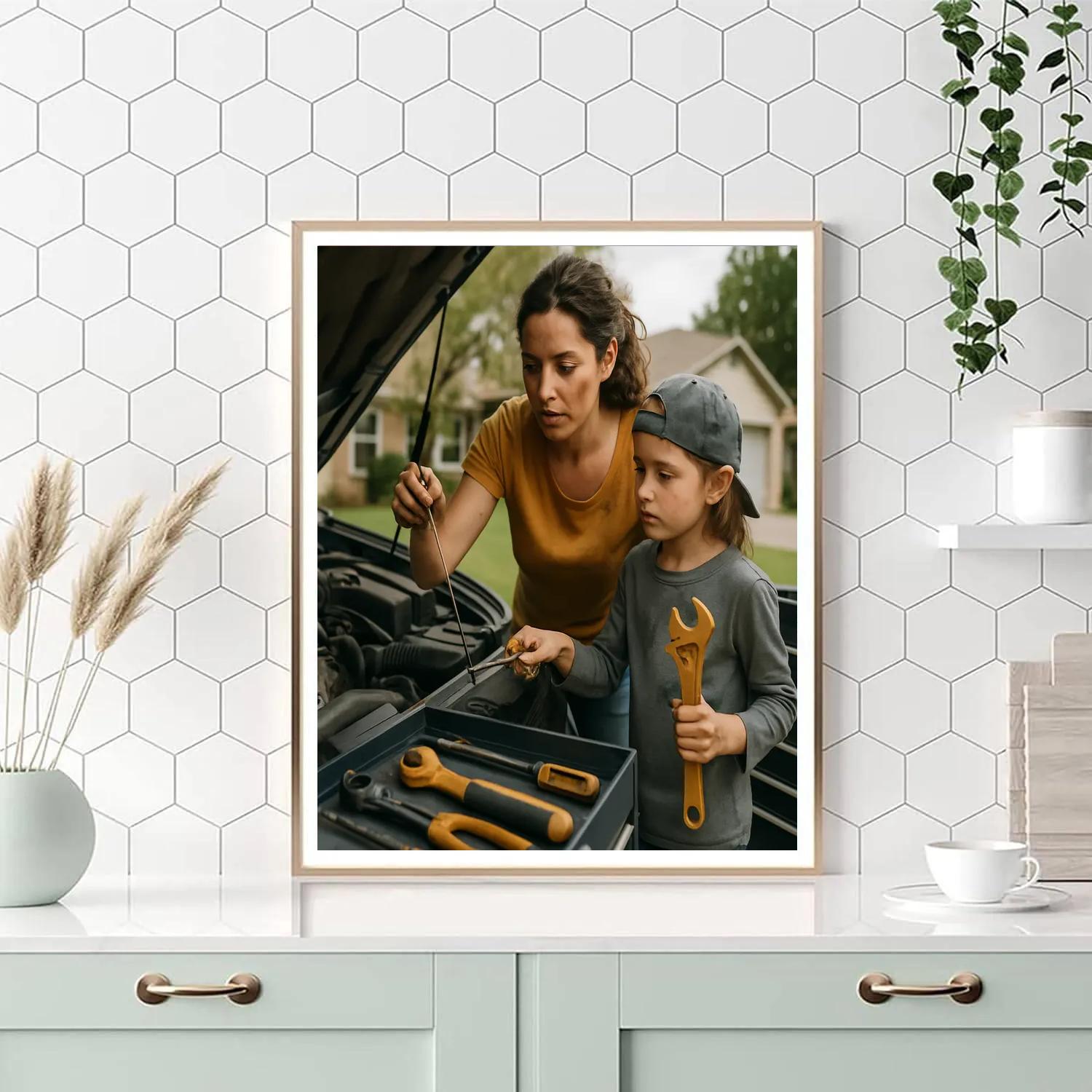 Car Repair Lesson In Driveway Numbered painting kits