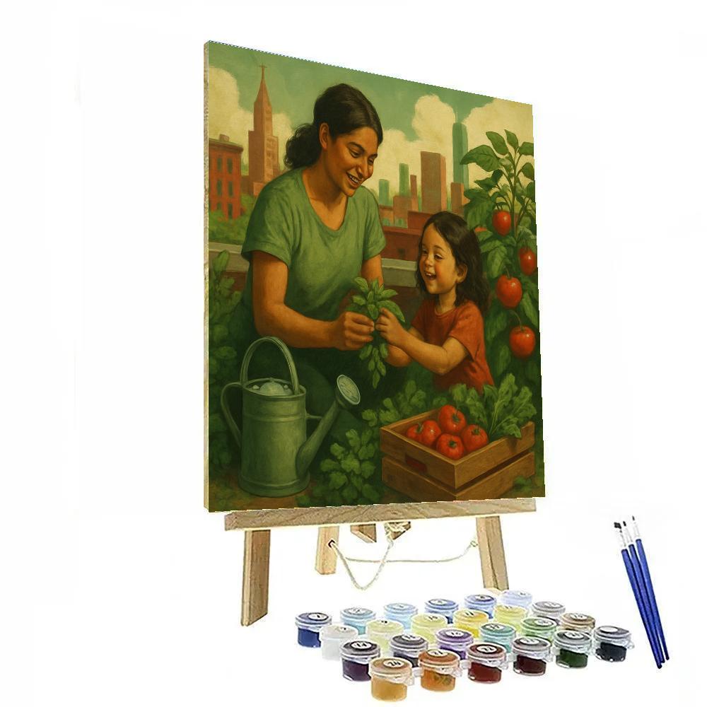 City Rooftop Garden Harvest paint by color