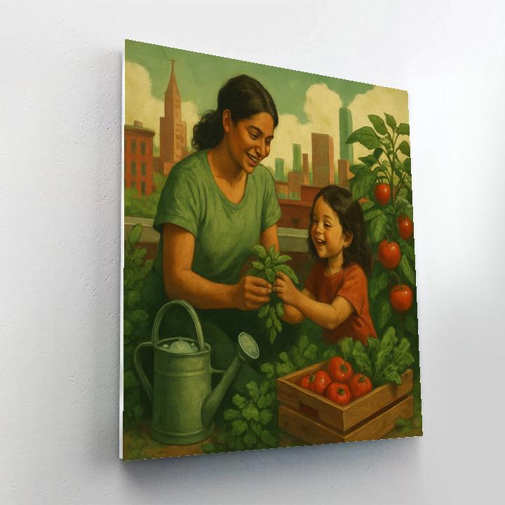 City Rooftop Garden Harvest paint by color