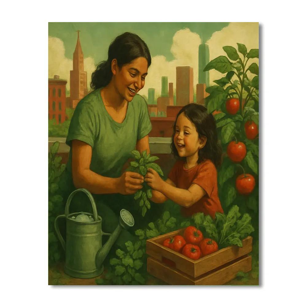 City Rooftop Garden Harvest paint by color