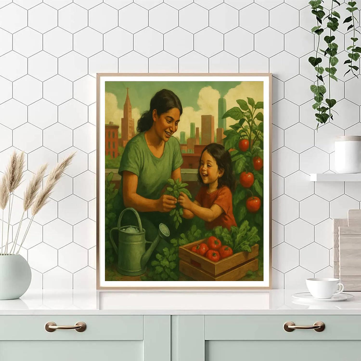 City Rooftop Garden Harvest paint by color