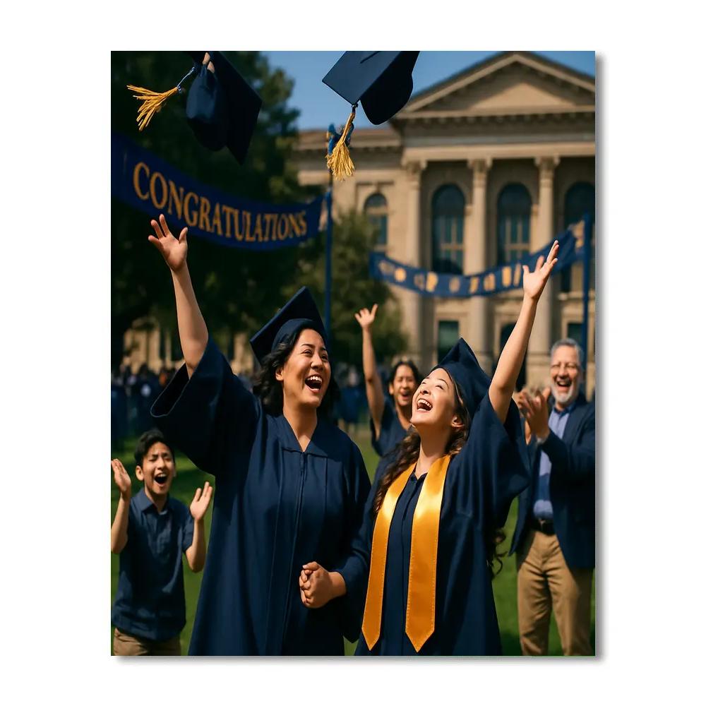 Graduation Cap Toss Shared Pride DIY paint by numbers