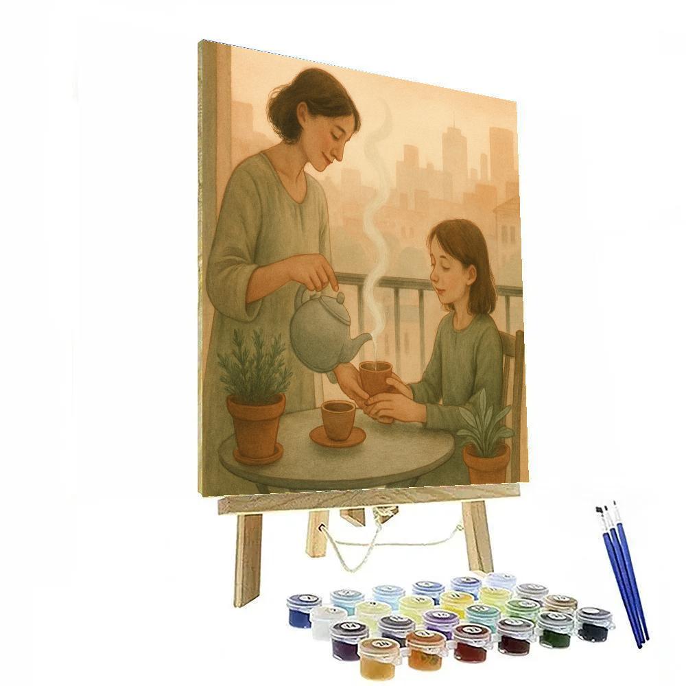 Morning Tea On The Balcony paint by number