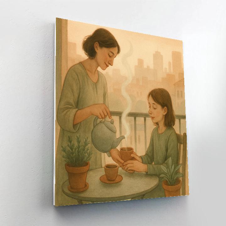 Morning Tea On The Balcony paint by number