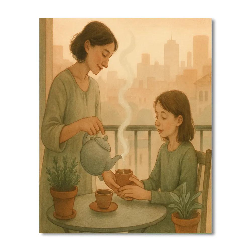 Morning Tea On The Balcony paint by number