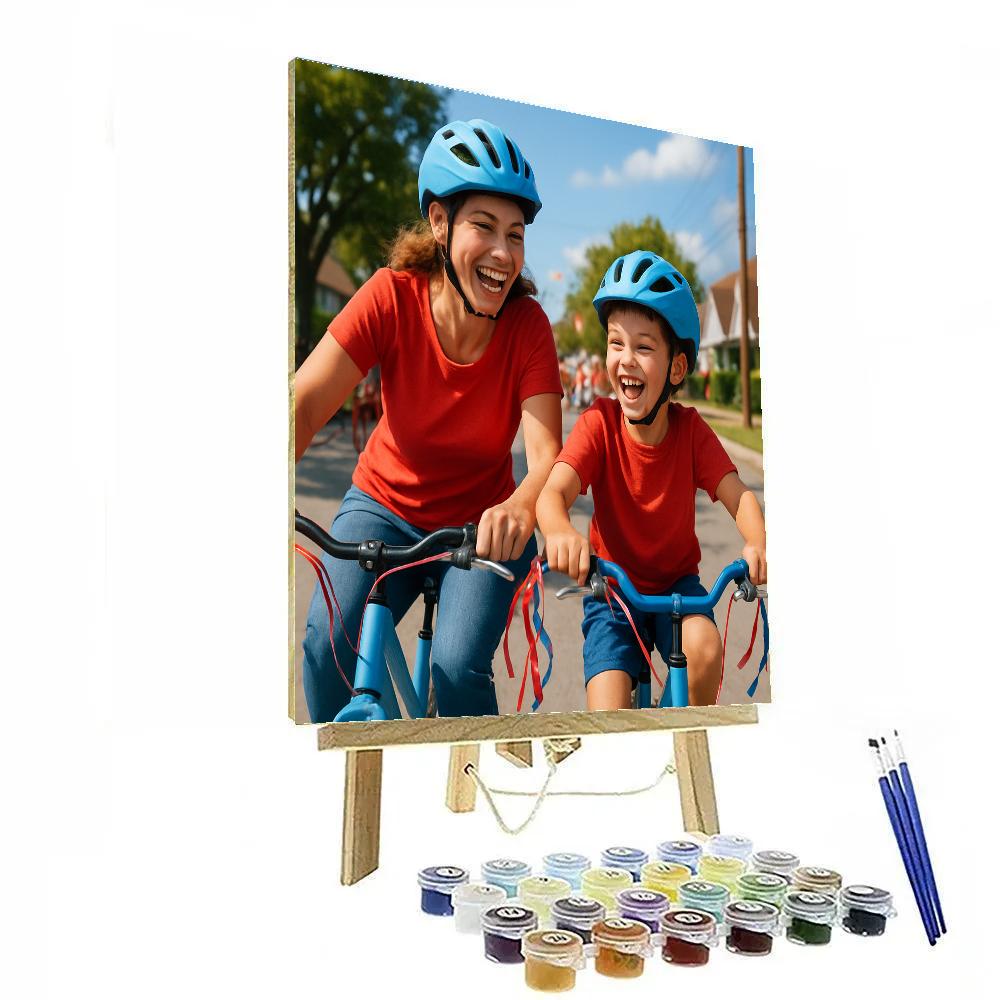 Bike Parade With Matching Helmets Number painting