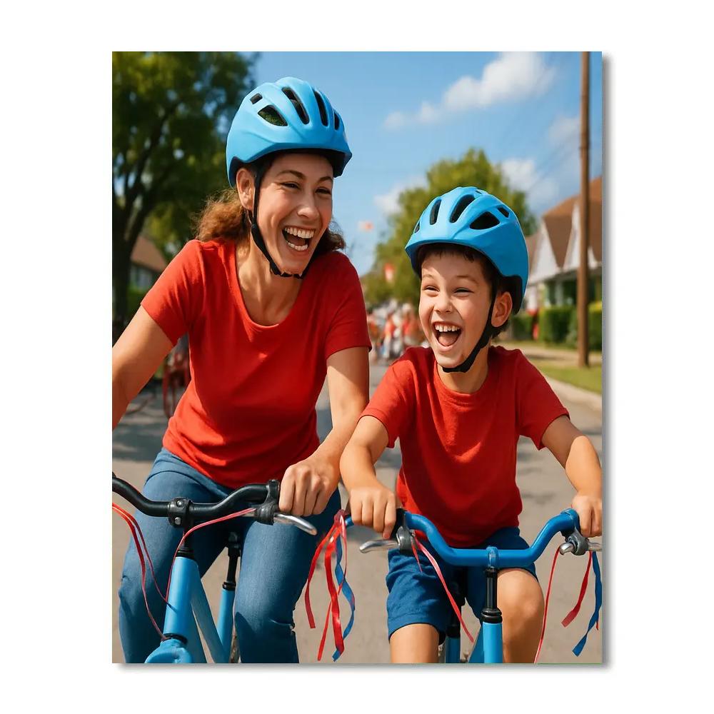 Bike Parade With Matching Helmets Number painting