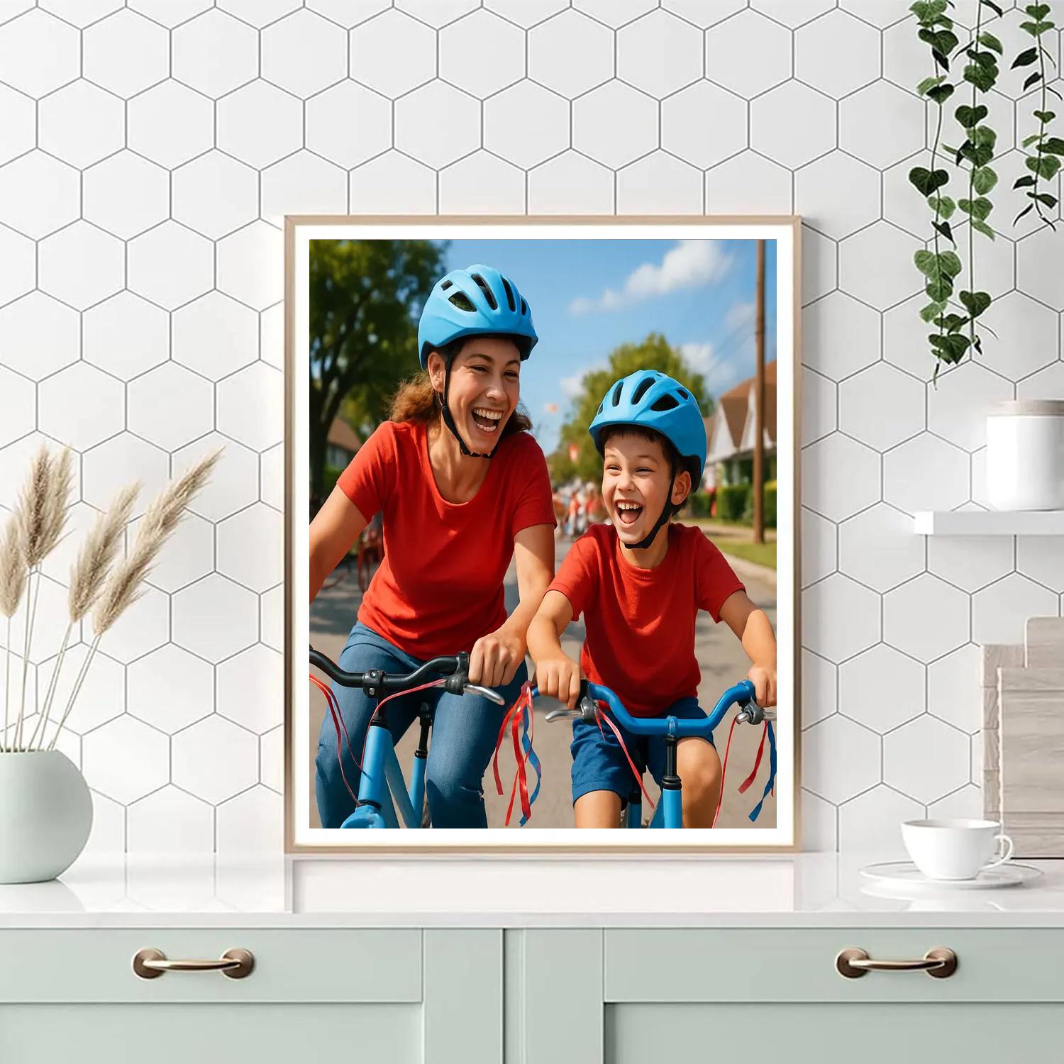 Bike Parade With Matching Helmets Number painting