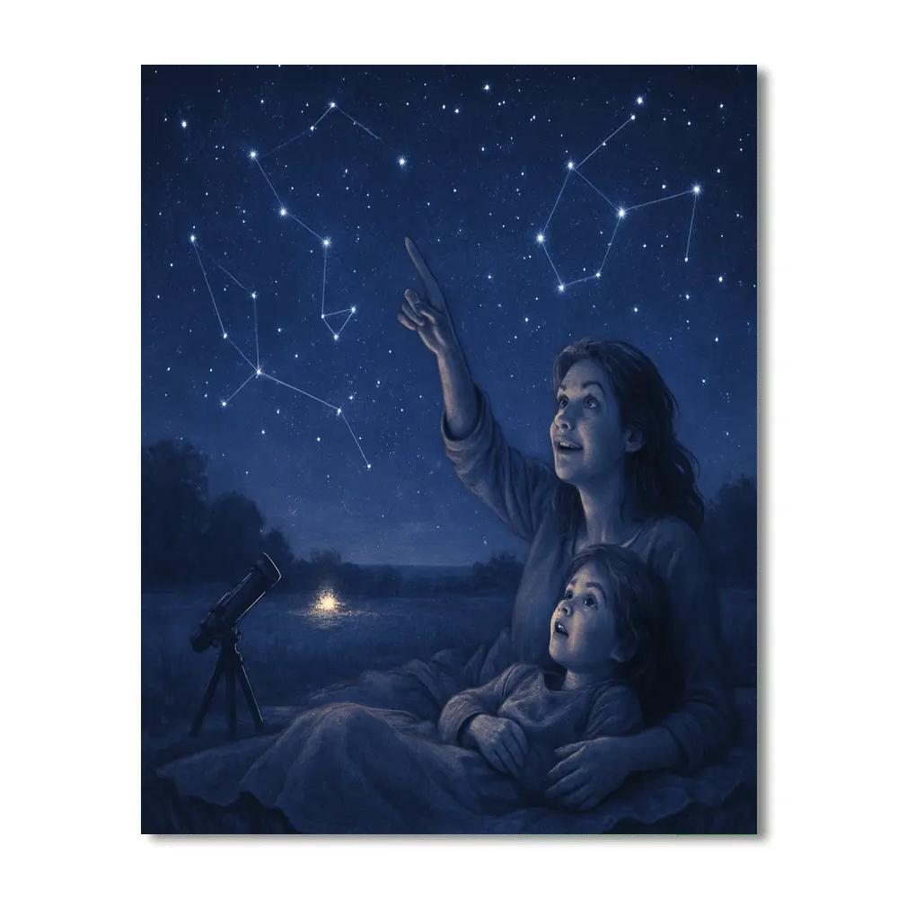 Midnight Stargazing With Blanket paint by color