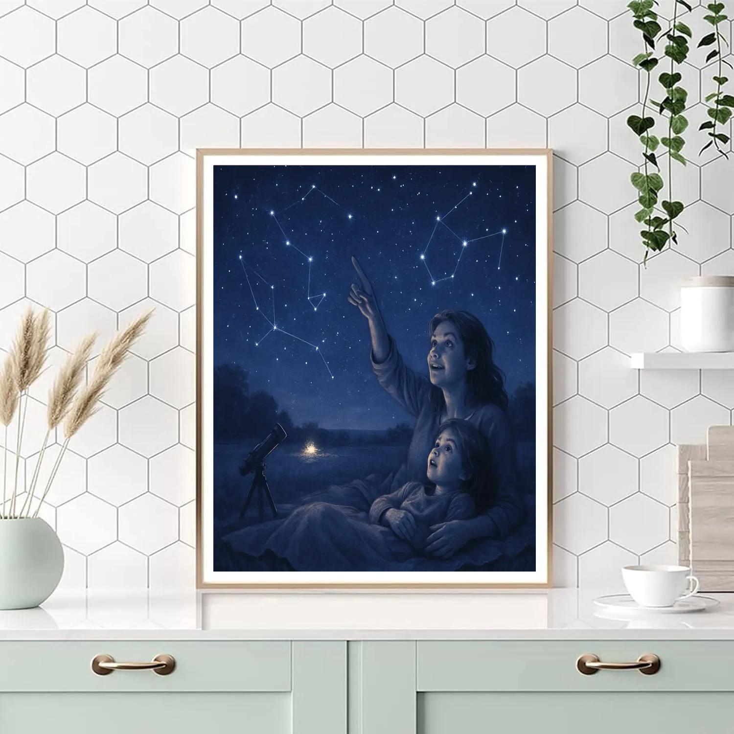 Midnight Stargazing With Blanket paint by color