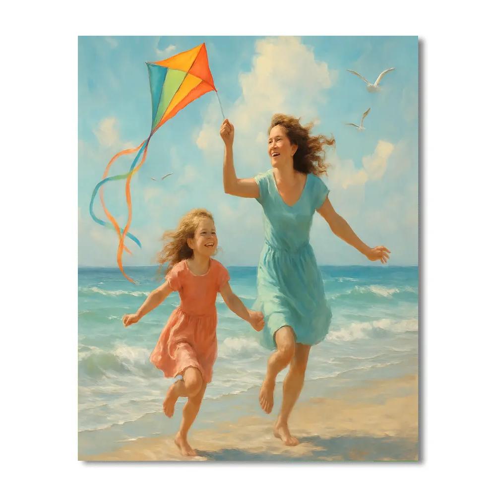 Seaside Kite Flying Lesson paint by color