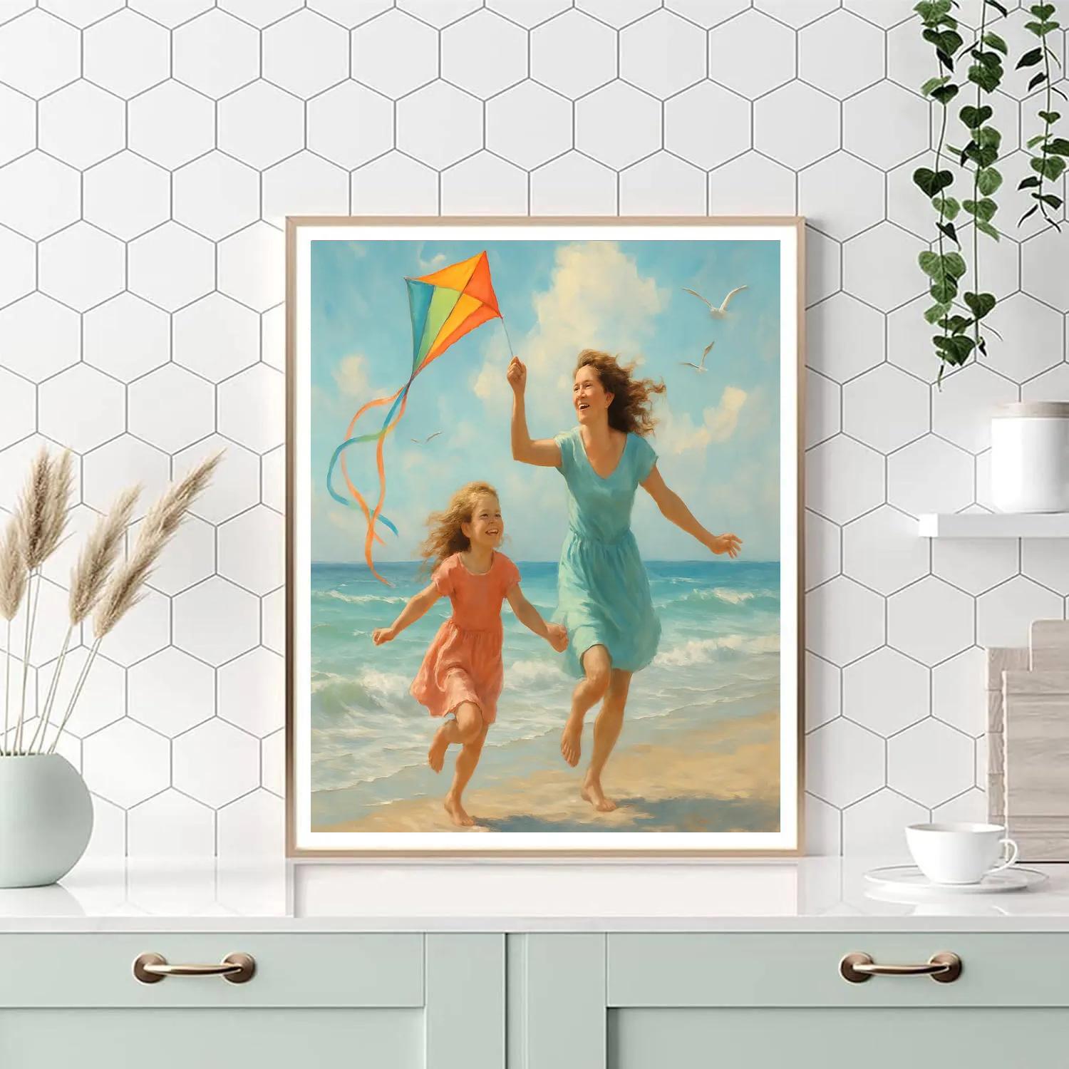 Seaside Kite Flying Lesson paint by color