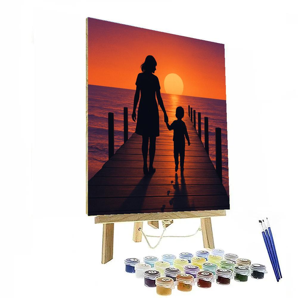 Sunset Pier Silhouette Walk DIY paint by numbers