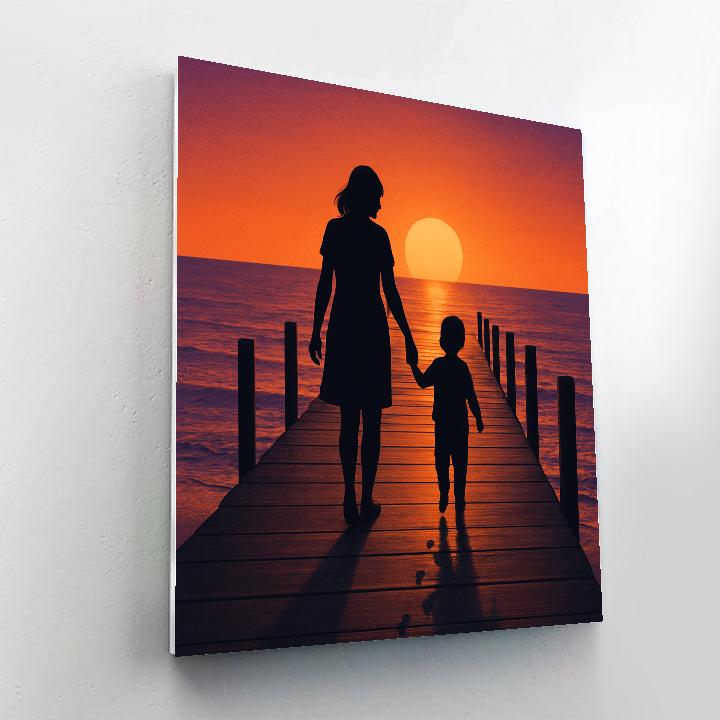 Sunset Pier Silhouette Walk DIY paint by numbers