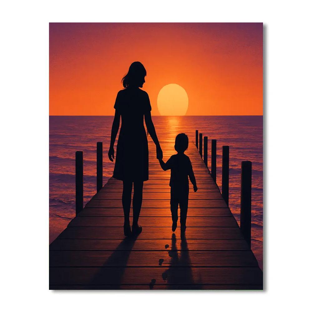Sunset Pier Silhouette Walk DIY paint by numbers