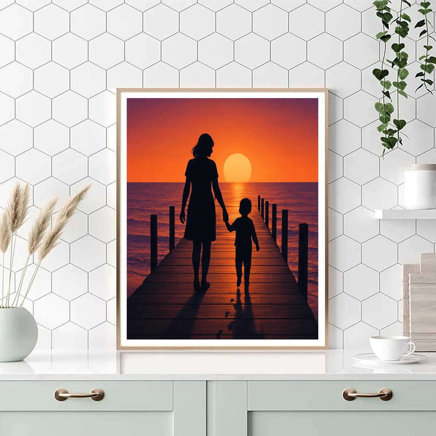Sunset Pier Silhouette Walk DIY paint by numbers