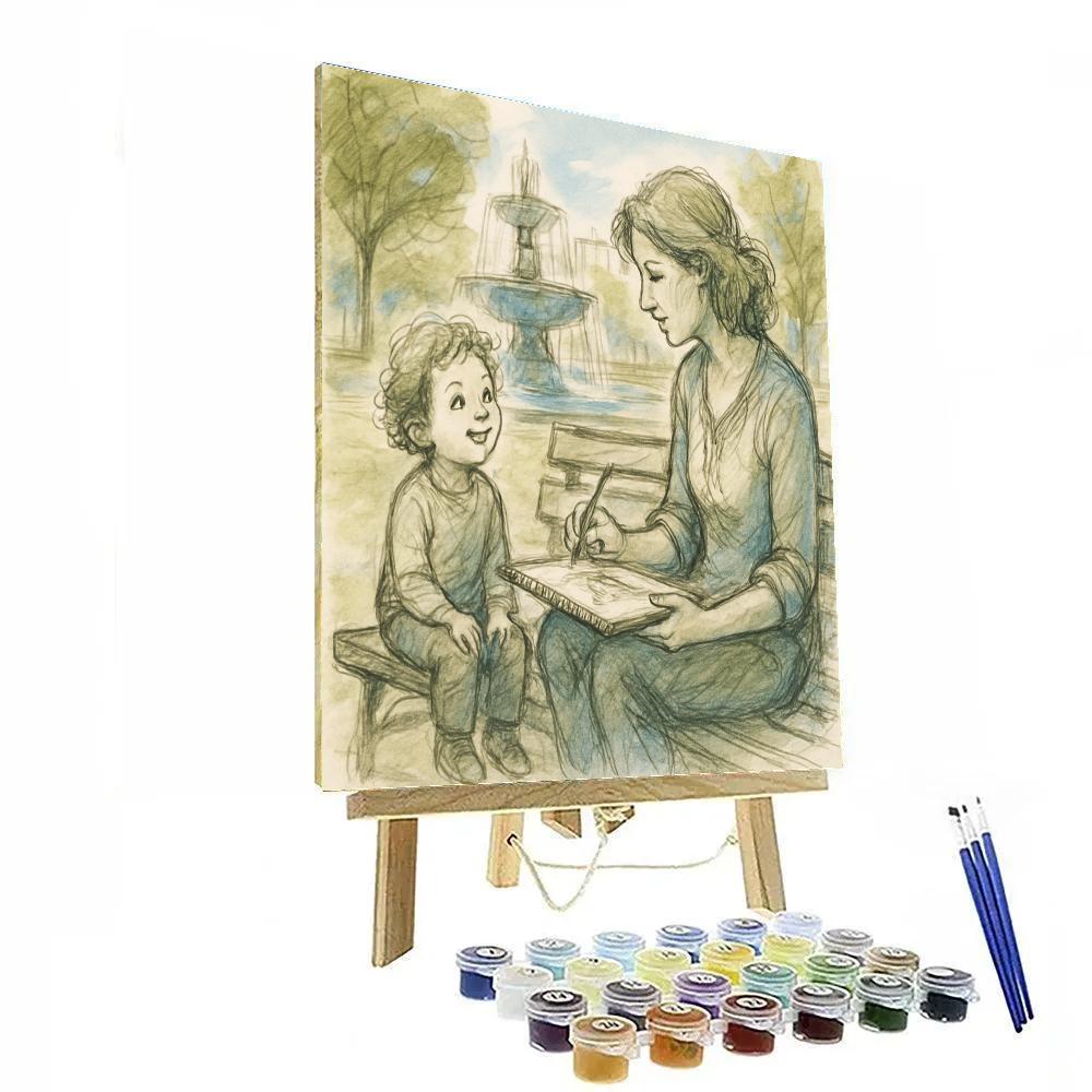 Park Bench Sketching Portrait Number painting