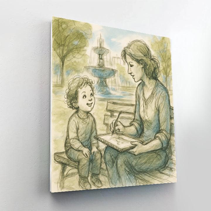 Park Bench Sketching Portrait Number painting